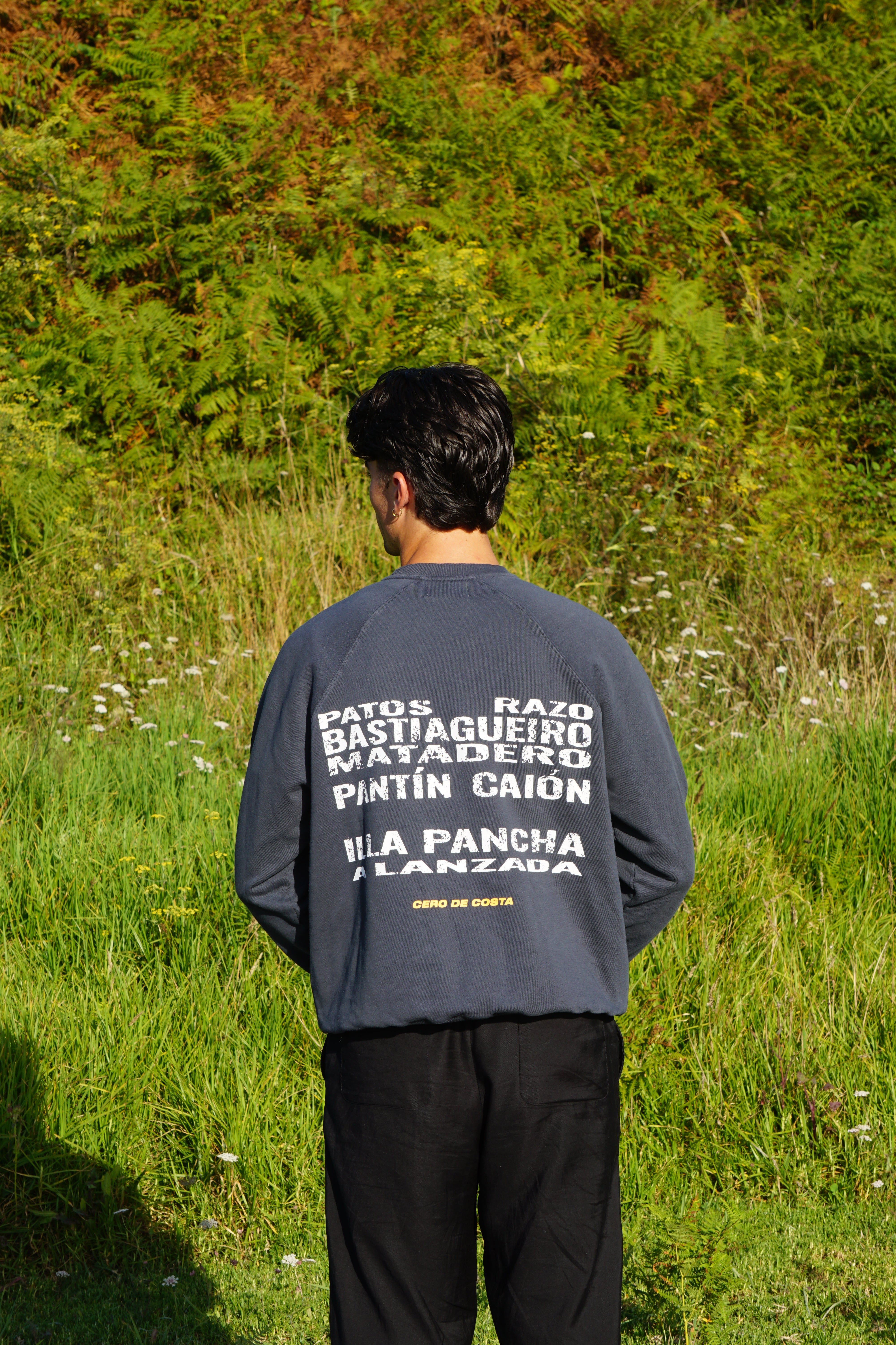 SUDADERA ANTRACITA/BLANCO NARANJA DESGASTADO "CERO DE COSTA" PLAYAS SURF